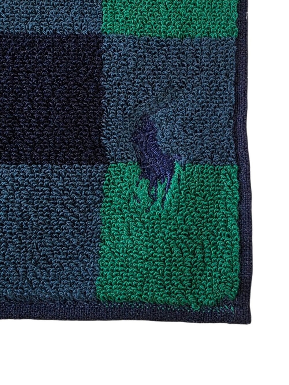 Polo Ralph Lauren Buffalo Check Hand Towel NWT Made in Japan Green Navy - Picture 3 of 6